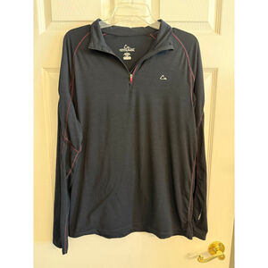 Paradox Men's Merino Blend 1/4 Zip Base Layer Performance Top Black/red Stitch L
